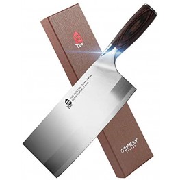 TUO Vegetable Meat Cleaver Knife 8 inch Professional Chinese Cleaver Knife Butcher Knives Kitchen Chef Knives German HC Stainless Steel Ergonomic Pakkawood Handle Osprey Series with Gift Box