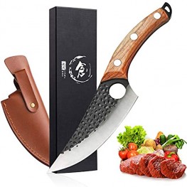 Viking Knife Meat Cleaver Knife Hand Forged Boning Knife with Sheath Butcher Knives High Carbon Steel Fillet Knife Chef Knives for Kitchen Camping BBQ