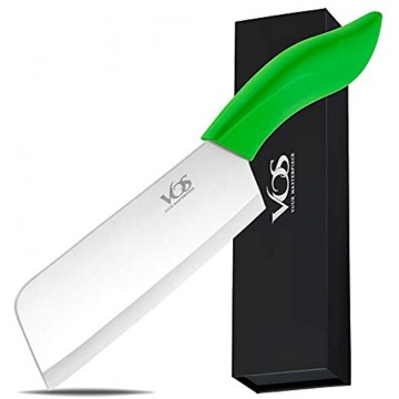 Vos Ceramic Knife 6.5 Inch Ceramic Cleaver Ergonomic Kitchen Knife with Ultra-Sharp Ceramic Blade and Green Handle Lightweight Easy-To-Clean Chef Butcher Knife for Ceramic Knives Set in Gift Box