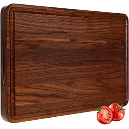 AZRHOM Large Walnut Wood Cutting Board for Kitchen 17x11 Gift Box with Non-slip Mats Juice Groove Handles Extra Thick Reversible Butcher Block Chopping Board Cheese Charcuterie Board