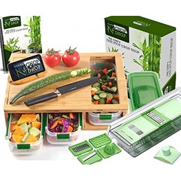 Bamboo Cutting Board With Containers And Locking Lid. Includes Built-in GRATER. Extra Large Cutting Board Set With Trays For Easy Food Prep And Cleanup. Stackable Containers For Easy Storage