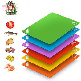 Brand Extra Flexible Plastic Cutting Boards for Kitchen Dishwasher Safe Labeled Color Coded Silicone Cutting Mats Set of 6