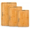 Comhoma Bamboo Cutting Board 3 Piece Set Kitchen Chopping Board with Juice Groove and Serving Tray for Meat Vegetables Fruits Cheese
