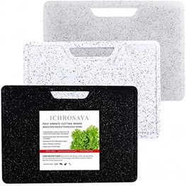 Cutting Board Set for Kitchen 3 Piece Dishwasher Safe Plastic Chopping Boards Non-Porous Juice Grooves Marble Appearance BPA Free Easy Grip Handle Set of Three 14.6 x 10.6