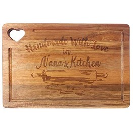 HomeLove Inc. Handmade With Love in Nana’s Kitchen Cutting Board Gifts for Mom Grandma Nana Friend Engraved Mother's Day Gift Christmas Gift