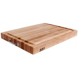 John Boos Block RAFR2418 Reversible Maple Edge Grain Cutting Board with Juice Groove and Chrome Handles 24 Inches x 18 Inches x 2.25 Inches