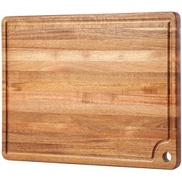 Large Acacia Wood Cutting Board for Kitchen Caperci Better Chopping Board with Juice Groove & Handle Hole for Meat Butcher Block Vegetables and Cheese 18 x 12 Inch