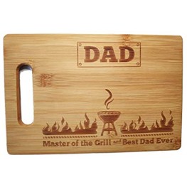 Laser Engraved Cutting Board Master of the Grill and Best Dad Ever Gift For father Birthday Gifts for Dad Personalized Cutting Board Gift Rectangle Bamboo Cutting Board 10.6 x 7 Rectangle