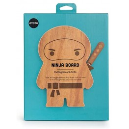 NEW!!! OTOTO Ninja Board Small Wood Cutting Board and Knife Set Kitchen Gift for Chopping Fruits and Vegetables; Board made of Wood and Knife of Stainless Steel; Dimensions 10 x 7 x 0.6 inch