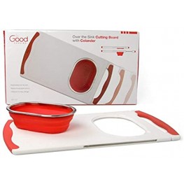 Over the Sink Cutting Board with Collapsible Colander and Extra Long Extension by Good Cooking