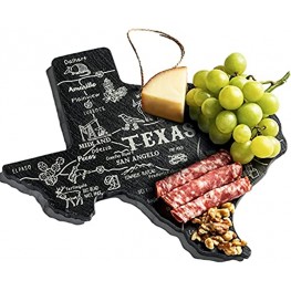Texas Gifts Texas Shaped Slate Serving and Cutting Board Includes Hang Tie for use as Wall Décor Texas Decor I Engraved Artwork of Favorite Texas Landmarks I Texas Themed Gifts and Souvenirs