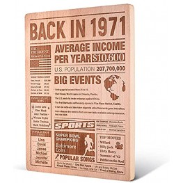 TopBashGo 50th Birthday Gift – Large Wooden Chopping Board with Laser-Engraved “Back in 1971 Newspaper Poster ” 11.6” x 15.5 x 0.8 50th Birthday Party Decorations Supplies