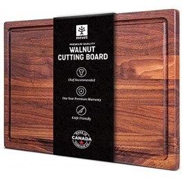 Walnut Cutting Board by Mevell Handmade in Canada Wood Cutting Board for Kitchen Reversible with Juice Groove,17x11x0.75"