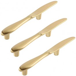 Geentie 3pcs Tableware Cupboard Knobs Creativity Knife Spoon Knife Fork Shape Furniture Pull Handle for Bedroom Kitchen Living Room Gold Knife