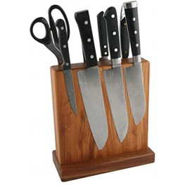 BOUMBI Beautiful Grain Wood Magnetic Knife Block with Strong Magnets Double Side Cutlery Display Stand and Storage Rack Zelkova Wood