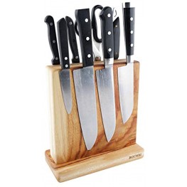 BOUMBI Beautiful Grain Wood Magnetic Knife Block with Strong Magnets Double Side Cutlery Display Stand and Storage Rack Camphor Laurel