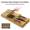Easoger Bamboo in Drawer Knife Block Holder,Kitchen Knife Drawer Organizer Insert without Knives Holds 14 Knives and Plus a Slot for your Knife Sharpener