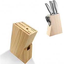 Hooshion Wooden Knife Block Countertop Knife Holder Knife Organizer with Scissors-Slot for Kitchen