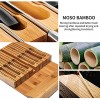 In-Drawer Knife Block,Bamboo Knife Drawer Organizer Insert Kitchen Knife Drawer Storage for 16 Knives PLUS a Slot for your Knife Sharpener Without Knives