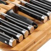 In-Drawer Knife Block,Bamboo Knife Drawer Organizer Insert Kitchen Knife Drawer Storage for 16 Knives PLUS a Slot for your Knife Sharpener Without Knives