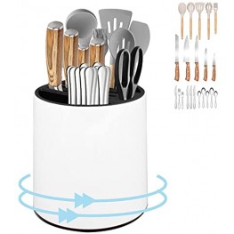 Knife Block Holder Rotating Universal Utensil Caddy for Countertop Multi-Function Kitchen Organizer Tableware And Cooking Tool Storage Detachable for Easy Cleaning Space Saver Knives Storage