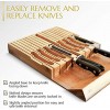 Signature living Knife Drawer Organizer Insert for 16 Knives and Knife Sharpener 17” x 11.5” x 2” In-Drawer Knife Block for Easy and Safe Storage Durable Natural Bamboo Material