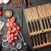 Signature living Knife Drawer Organizer Insert for 16 Knives and Knife Sharpener 17” x 11.5” x 2” In-Drawer Knife Block for Easy and Safe Storage Durable Natural Bamboo Material