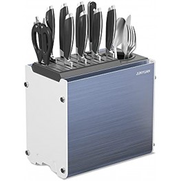 Universal Knife Block Without Knives,Kitchen Countertop and Wall-Mounted Knife Block with Chopstick Holder,20 Slot large Capacity Knives and Fork Storage Wiredrawing surface