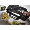 Chef Knife Roll Bag 6 slots is Padded and Holds 5 Knives PLUS a Protected Pouch for Your Knife Steel! Our Durable Knife Carrier Includes Shoulder Strap Handle and Business Card Holder. Bag Only
