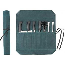 Heavy Duty Waxed Canvas Chef Knife Storage Roll Bag With 7 Slots Waterproof And Durable Dark Green