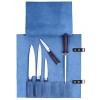 Karasto Leather Knife Roll Bag Portable Travel Tool Case Chef Knifes Cutlery Carrier Organizer Kitchen Storage Holder Blue