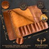 MARION LE KANGOU Genuine Calf Top Grain Leather Handcrafted Professional Chef Knife Storage Roll Bag 8 Pockets Detachable Shoulder Strap Zippered Interior Pocket