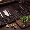 Minced Up Leather Knife Roll Storage Bag 10 Pockets. Adjustable Detachable Shoulder Strap. Travel Friendly Chef Knife Case Roll