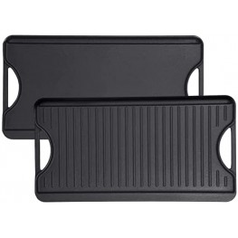 GasSaf Cast Iron Reversible Griddle with Handles 20 Inch x 10.5 Inch Big Grill Pan for Stovetop