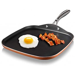 Gotham Steel Copper Cast Non-Stick Aluminum Griddle Pan Stovetop Flat Grill with Ultra Durable Scratch Resistant Cast Texture Coating Stay Cool Stainless-Steel Handle Oven & Dishwasher Safe