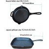 HAWOK Cast Iron Griddles Round Pan DIA.12 inch and Square Griddle Set 2
