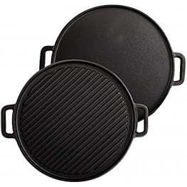 Lawei 12 Inch Cast Iron Griddles 2-in-1 Reversible Grill Griddle with Handle Reversible Grill Plate Skillet for Stovetop Gas Range Electric Stovetop Grill Open Fire