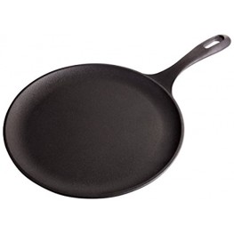 Victoria Cast Iron Round Pan Comal Griddle Seasoned with 100% Kosher Certified Non-GMO Flaxseed Oil 10.5" Black