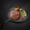 Yopay Round Cast Iron Griddle 9.8 Inch Pre-Seasoned Skillet With Easy-Grip Handle Grill or BBQ Hot Plate Pans Black Red