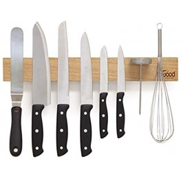 Magnetic Knife Strip w XL 18 Design- Powerful Magnet Wooden Knife Rack for Easy Wall Mounting- Secure your Knives and Utensils and Free Up Space