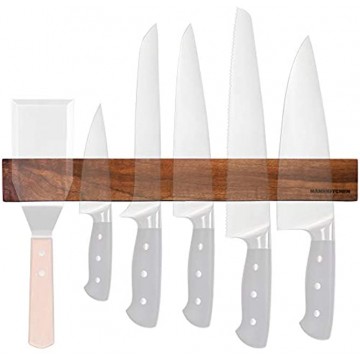 MANNKITCHEN Magnetic Knife Strip 18 inch Extra Powerful Knife Holder for Big and Heavy Knives Black Walnut Wood Wall Mount