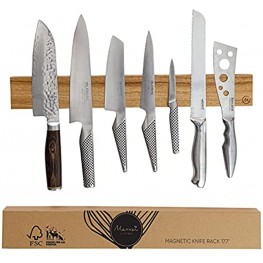 Premium 17.7 Inch Sustainable Acacia Wood Magnetic Knife Holder | Magnetic Knife Strip great for Knife Storage | Magnetic Knife Rack | Knife Holder | Knife Magnet | Knife Rack