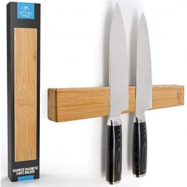 Zulay 11.75 Seamless Bamboo Wood Magnetic Knife Holder Wooden Magnetic Knife Strip for Organizing your Kitchen Elegant & Multifunctional Magnet Holder for Wall with Easy Installation