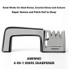 AMINNO 4-in-1 Knife Sharpener 4-Stage Premium Diamond Great Works for Steel Knives Ceramic Knives and Scissors Easily to use Repair Restore and Polish Dull to Sharp