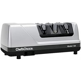 Chef'sChoice 130 Professional Electric Knife Sharpening Station for 20-Degree Straight and Serrated Knives Diamond Abrasives and Precision Angle Guides 3-Stage Silver