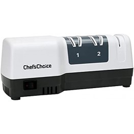 Chef'sChoice 250 Hone Hybrid Combines Electric and Manual Sharpening for Straight and Serrated 20-Degree Knives Uses Diamond Abrasives for Sharp Durable Edges 3-Stage White