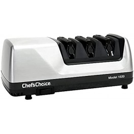 Chef'sChoice Hone Electric Knife Sharpener for 15 and 20-Degree Knives 100% Diamond Abrasive Stropping Precision Guides for Straight and Serrated Edges 3-Stage Gray