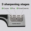 Hamilton Beach Manual Kitchen Knife Sharpener Smooth Glide Spinning Grinding Wheels 3 Stages Grey