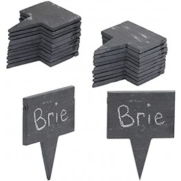 20 Slate Stone Cheese Labels for Charcuterie Board with 6 Chalks 2 Storage Bags 28 Piece Set