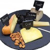 Hemoton 10pcs Cheese Markers Set Natural Slate Cheese Labels Chalk Markers Chalkboard Picks Signs Tag Cake Topper for Party Dinner Charcuterie Board Black 5X7CM